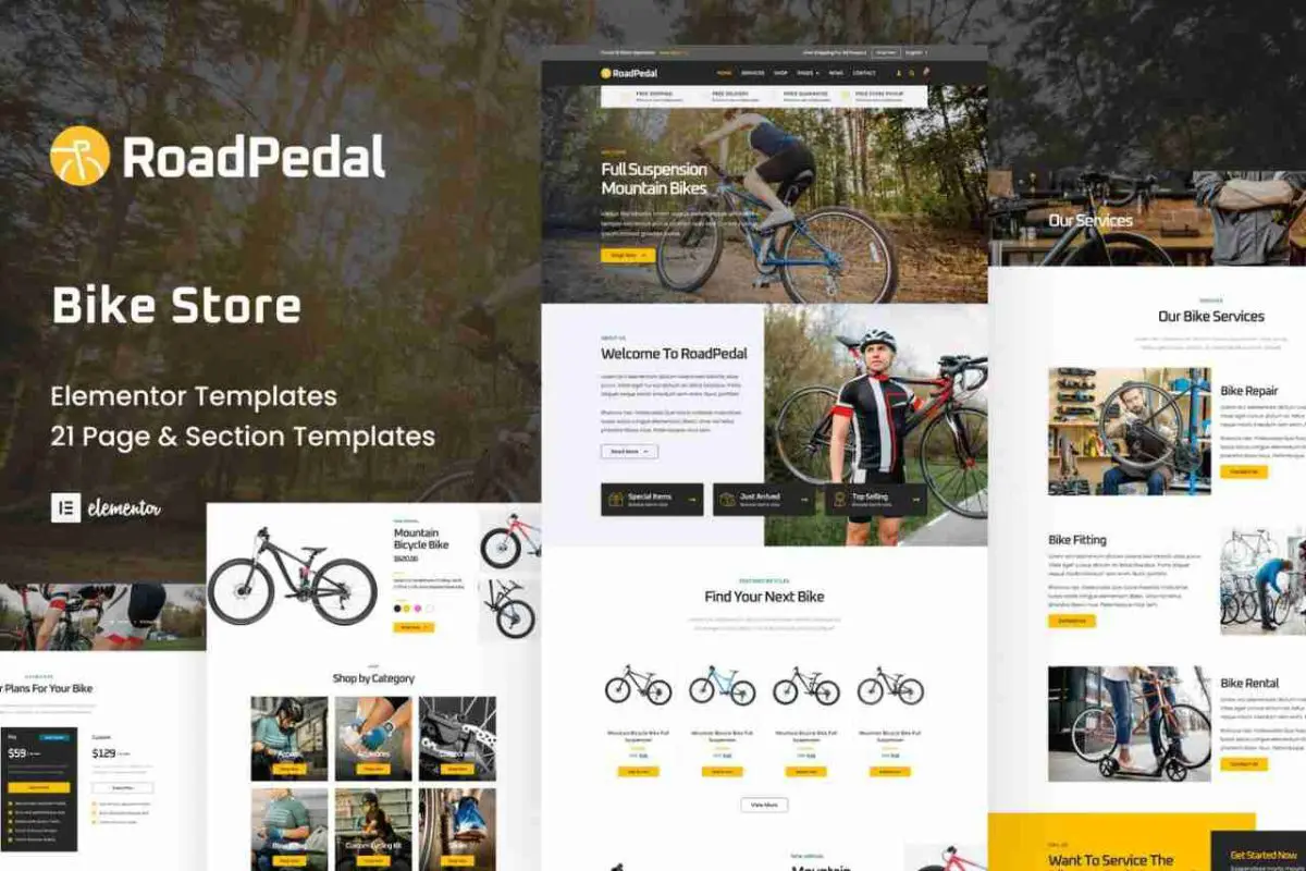 RoadPedal: Elementor Template Kit for Bike Shops & Cycling Stores - Image 1
