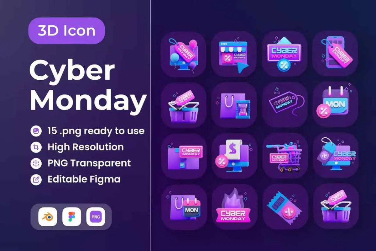 Cyber Monday 3D Illustration – Customizable Graphics G8F2P3 - Image 1