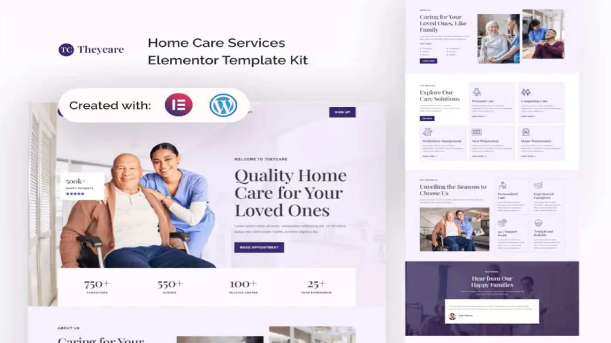 Theycare – Home Care Services Elementor Template Kit - Image 1