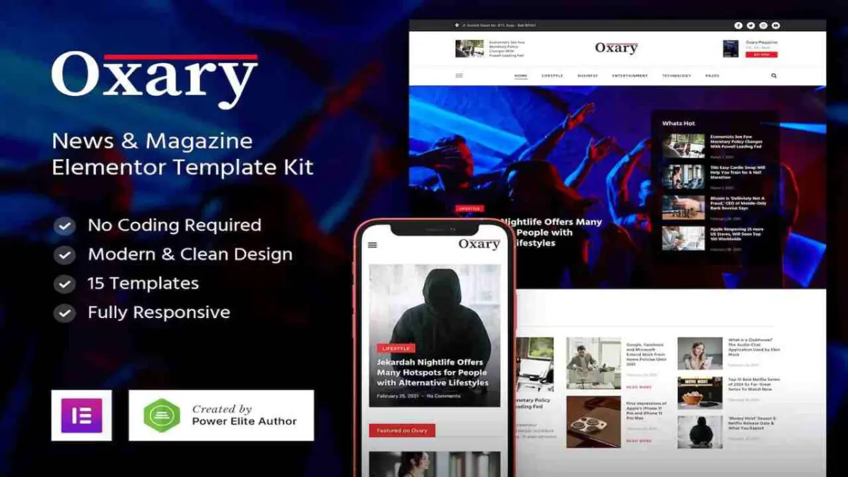 Oxary – News & Magazine Elementor Template Kit - Image 1