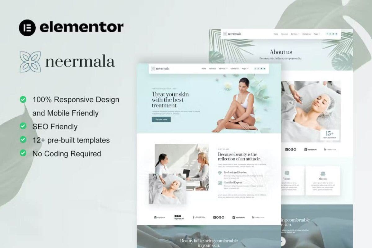 Neermala: Elementor Template Kit for Beauty Clinics & Dermatology - Image 1